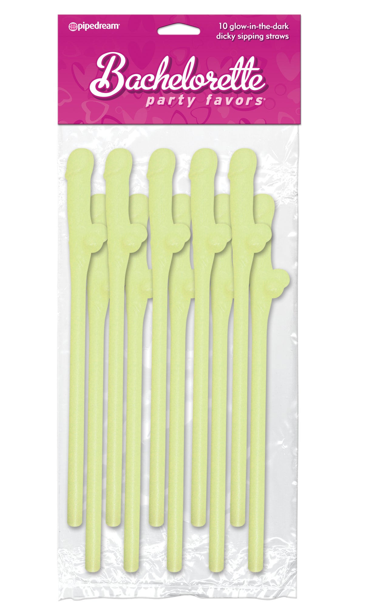 Bachelorette Party Favors - Penisy Sipping Straws - Glow-in-the-Dark - 10 Piece | 603912116427 | Discreet Personal Wellness
