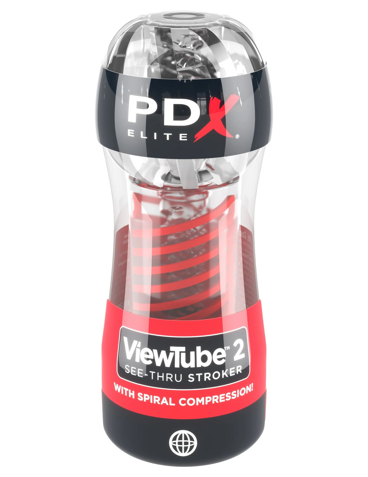 PDX Elite View Tube 2 Stroker - Red & Clear | 603912774474 | Discreet Personal Wellness