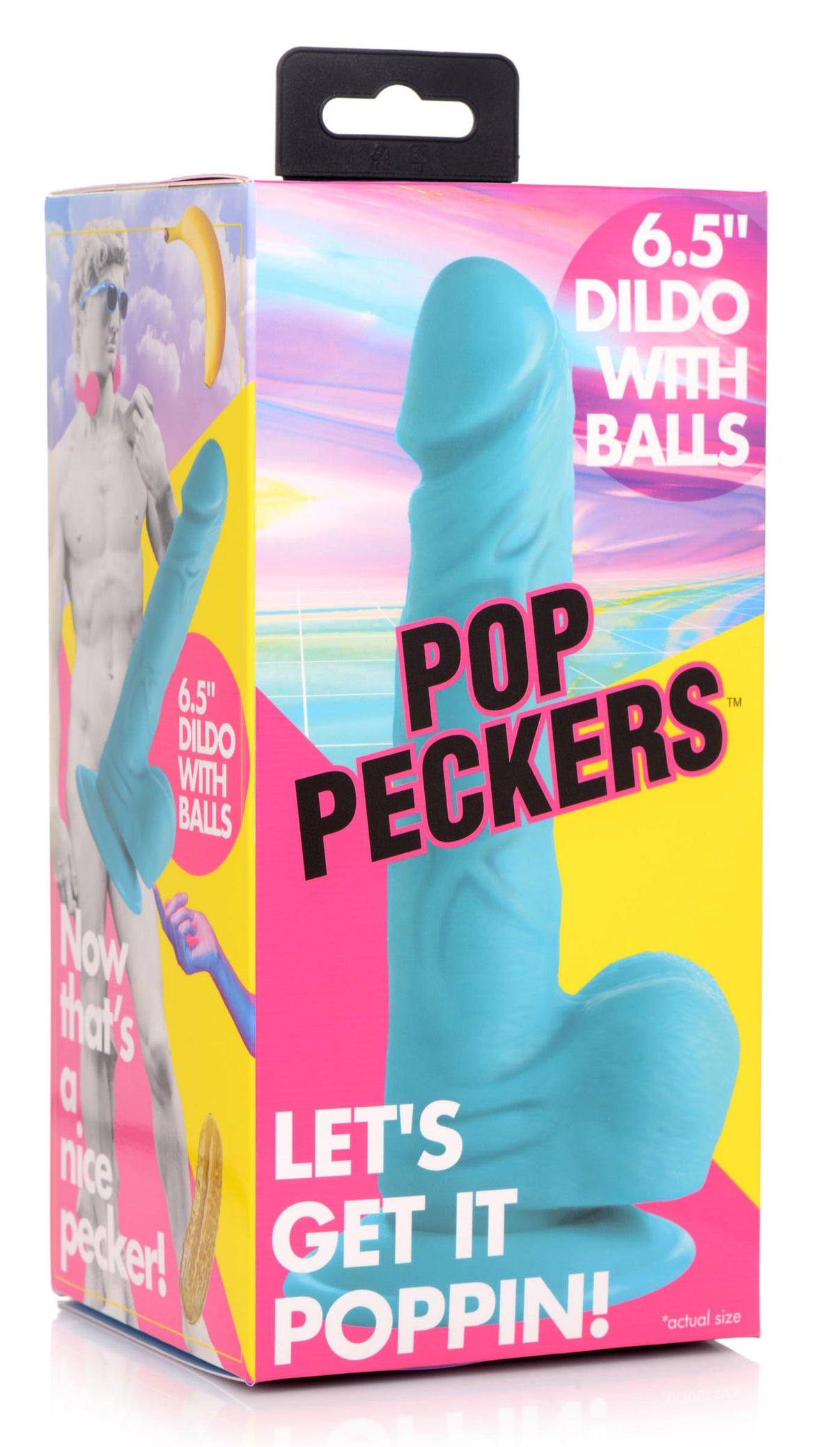 Pop Pecker 6.5 Inch Dildo With Balls - Blue | 848518044730 | Discreet Personal Wellness