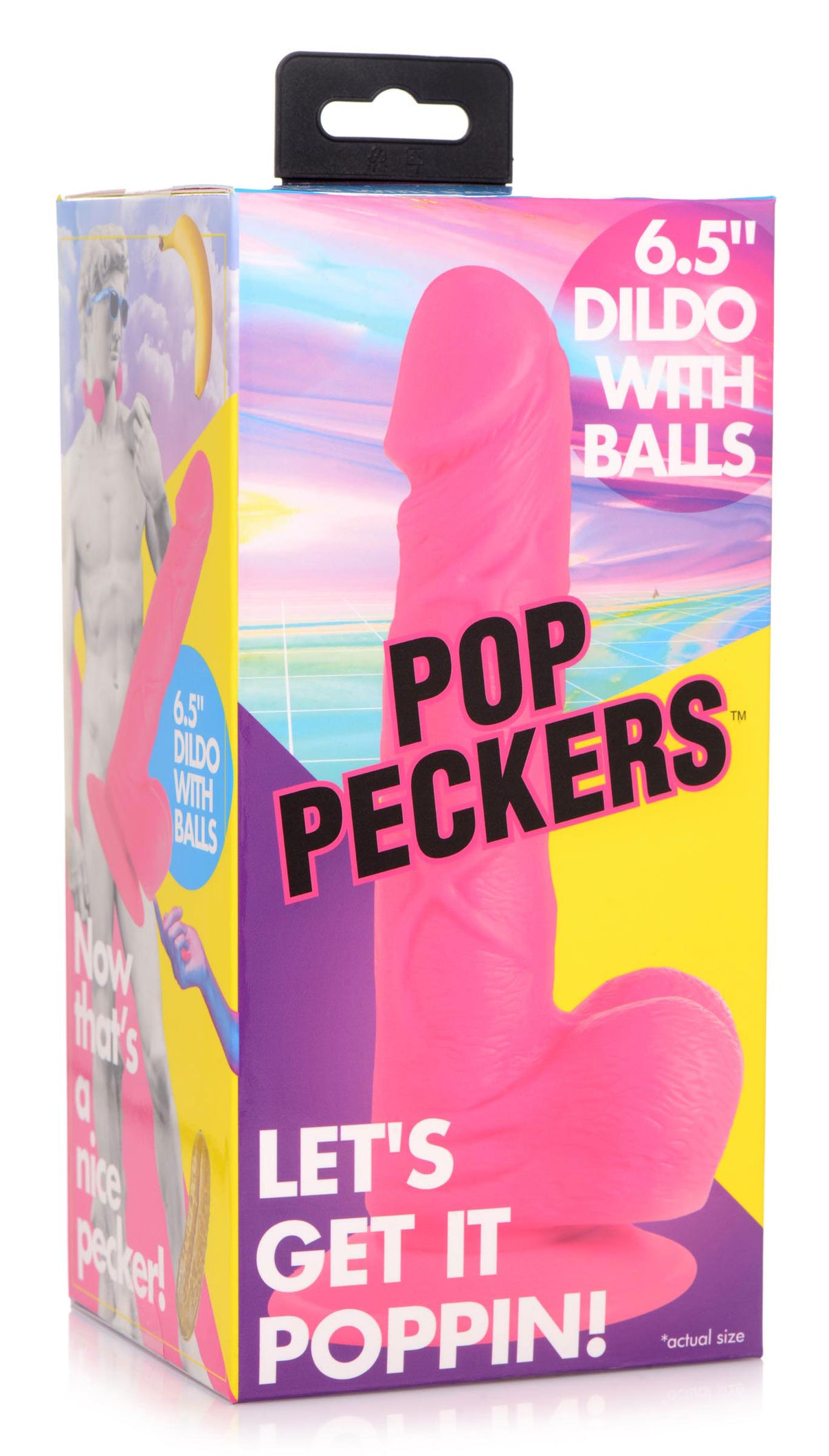 Pop Pecker 6.5 Inch Dildo With Balls - Pink | 848518044754 | Discreet Personal Wellness