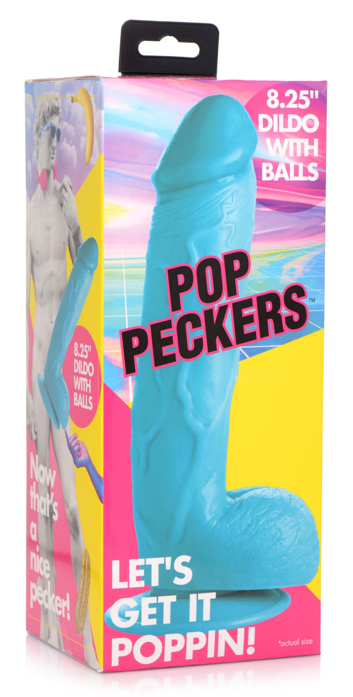 Pop Pecker 8.25 Inch Dildo With Balls - Blue | 848518044815 | Discreet Personal Wellness