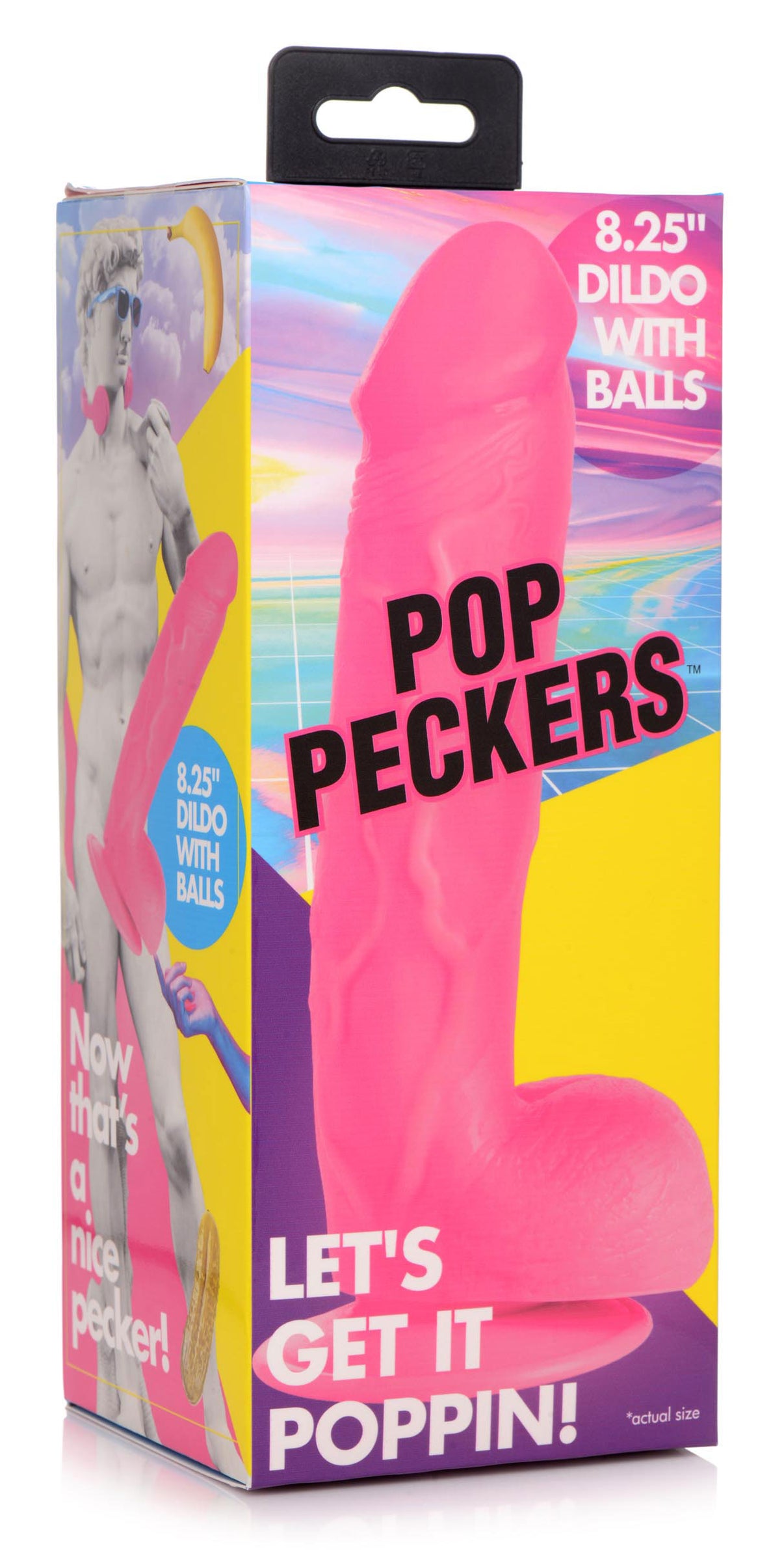 Pop Pecker 8.25 Inch Dildo With Balls - Pink | 848518044839 | Discreet Personal Wellness