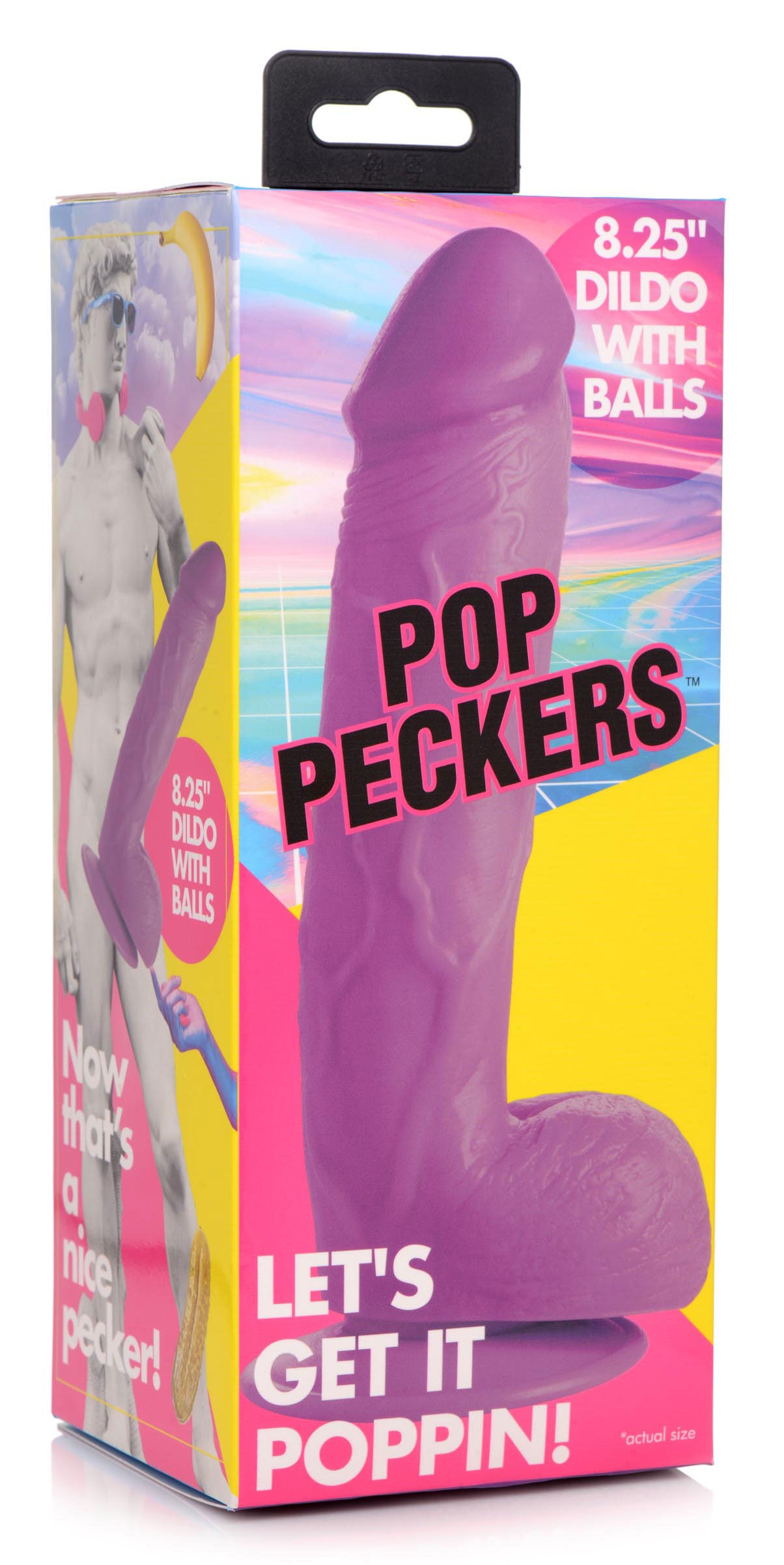 Pop Pecker 8.25 Inch Dildo With Balls - Purple | 848518044846 | Discreet Personal Wellness