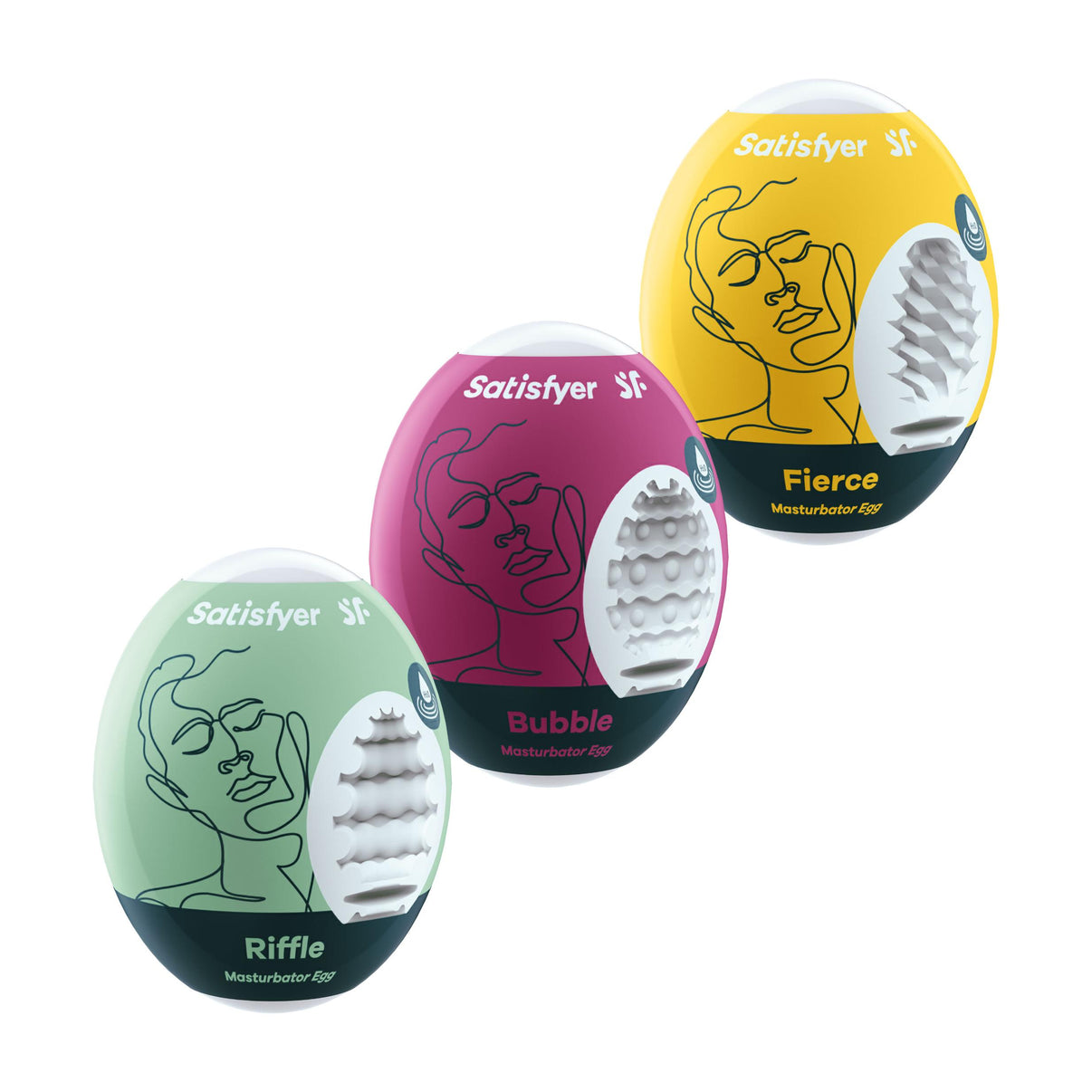3 Pc Set Masturbator Egg - Riffle - Bubble - Fierce | 4061504001807 | Discreet Personal Wellness