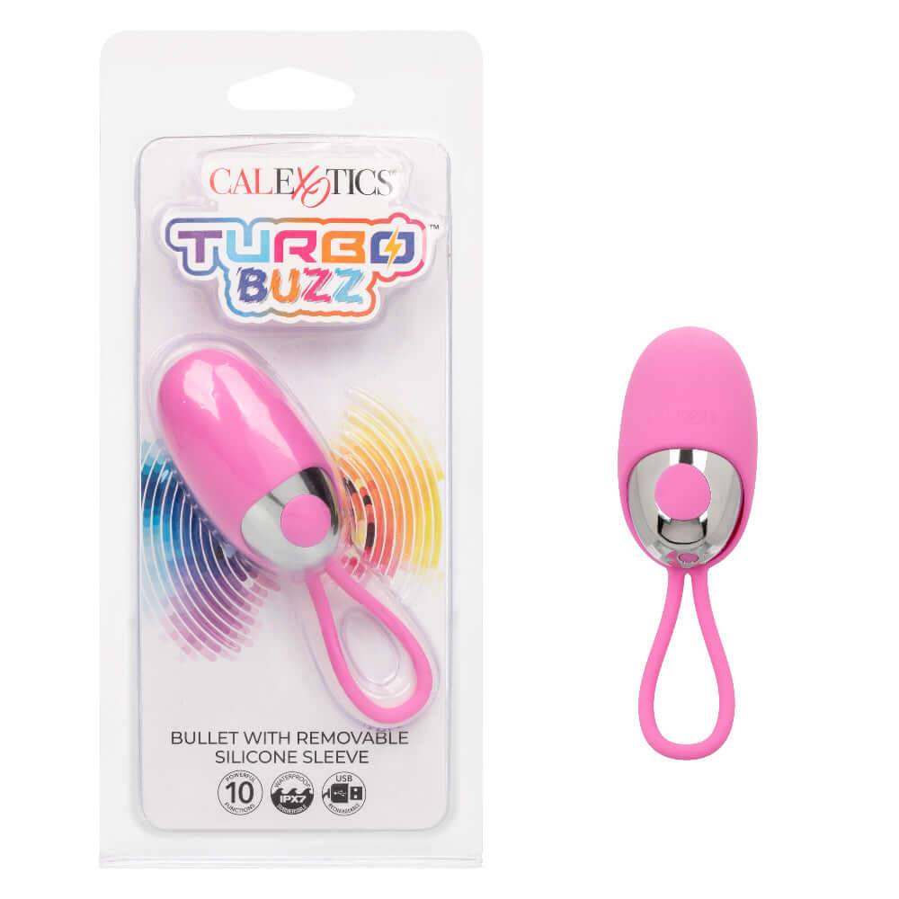 Turbo Buzz Bullet With Removable Silicone Sleeve - Pink | 716770108500 | Discreet Personal Wellness