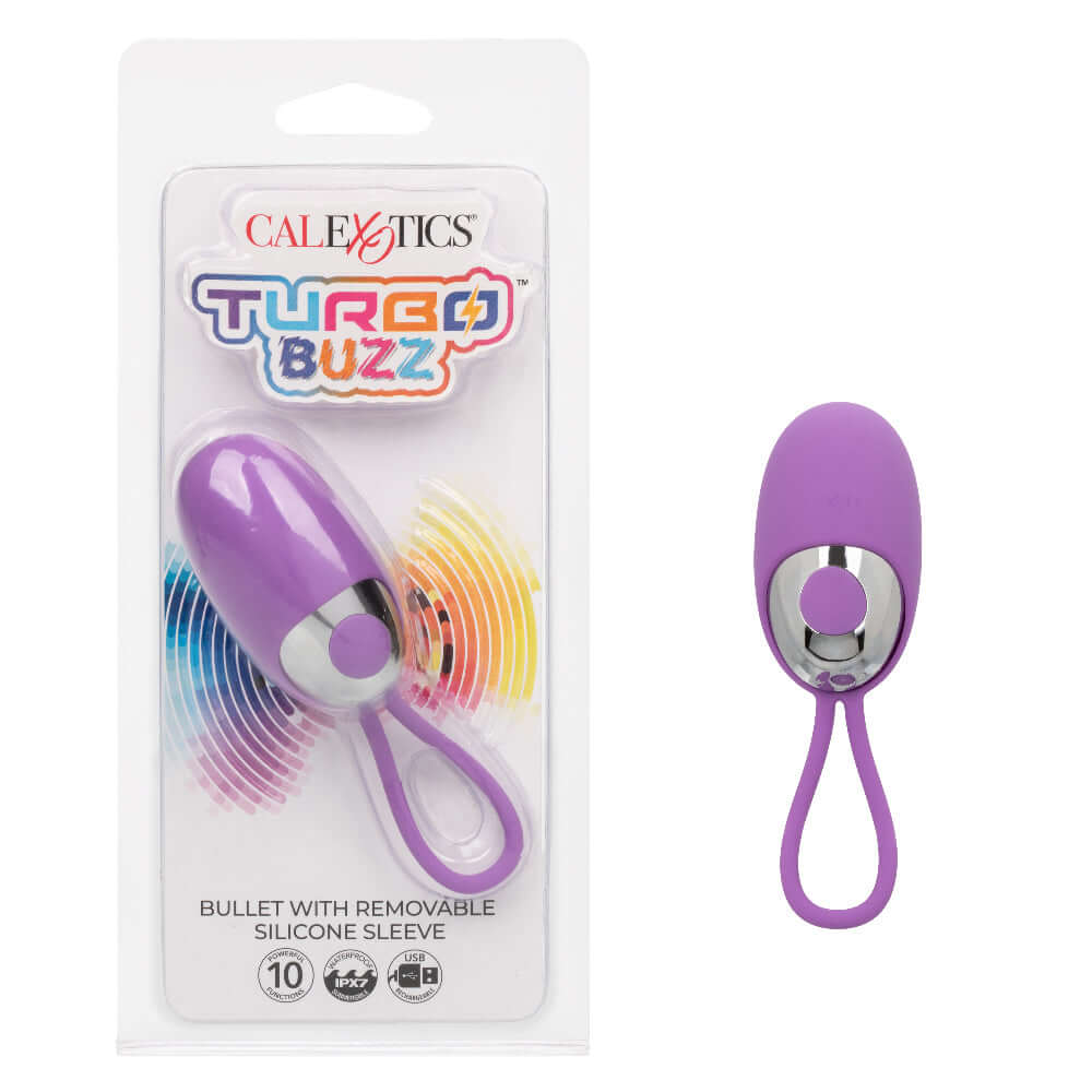 Turbo Buzz Bullet With Removable Silicone Sleeve - Purple | 716770108517 | Discreet Personal Wellness