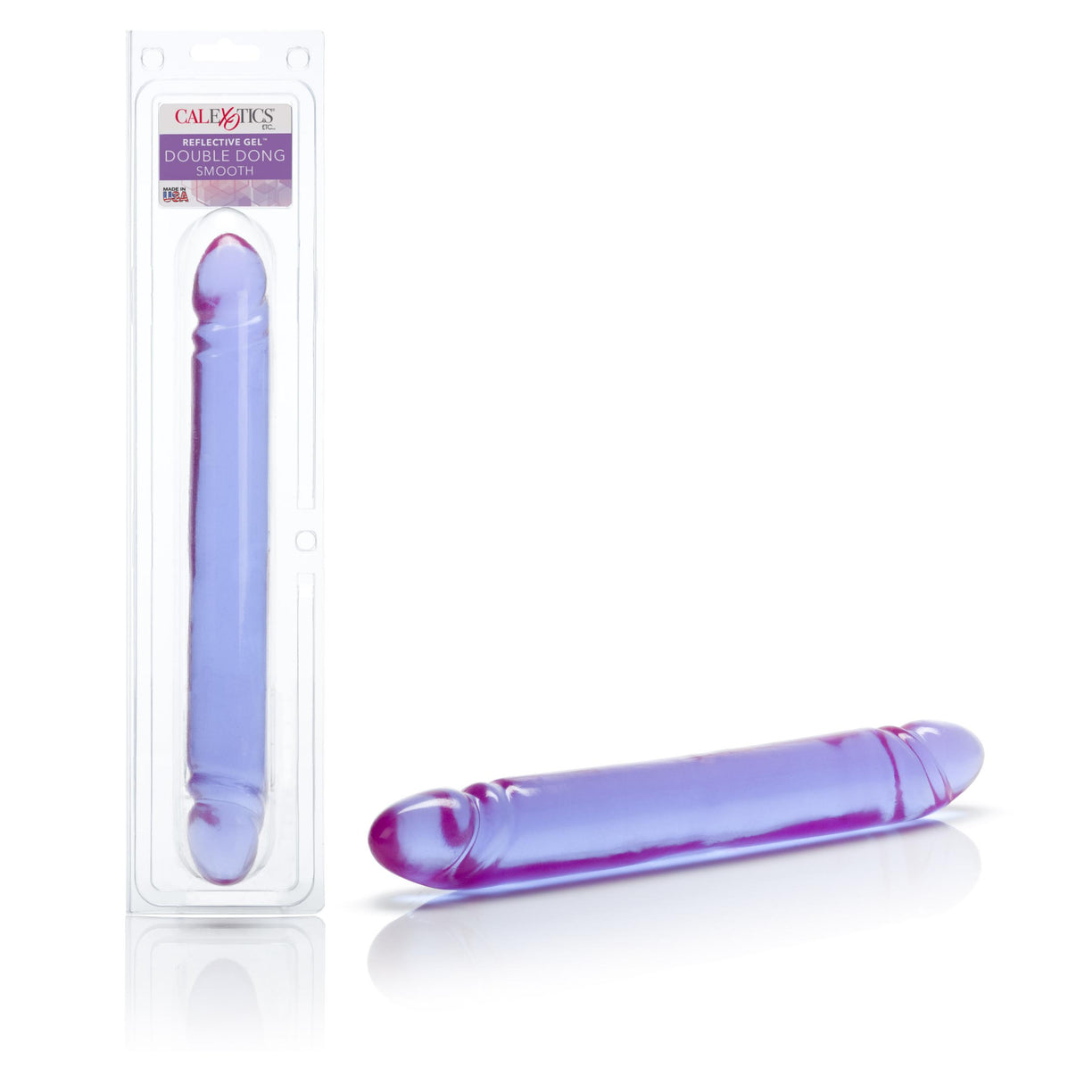 Reflective Gel Smooth Double Penis - Purple | 716770017376 | Discreet Personal Wellness