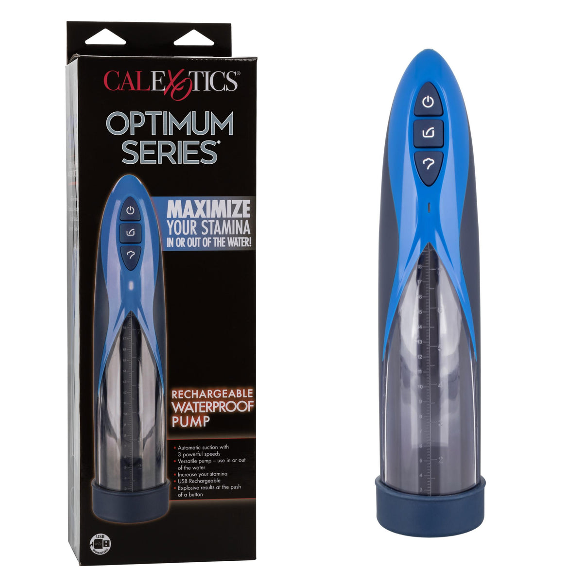 Optimum Series Rechargeable Waterproof Pump | 716770101501 | Discreet Personal Wellness