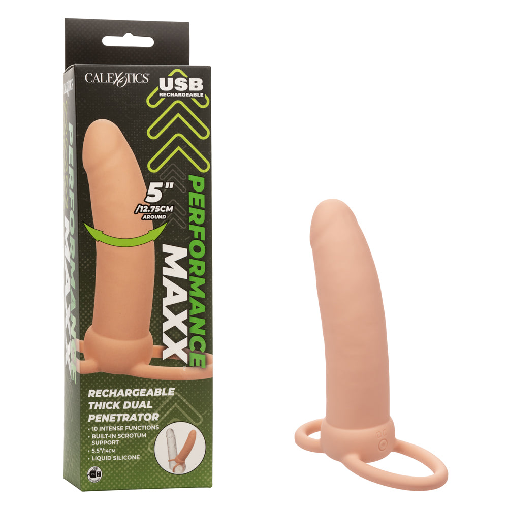 Performance Maxx Rechargeable Thick Dual Penetrator - Ivory | 716770109293 | Discreet Personal Wellness
