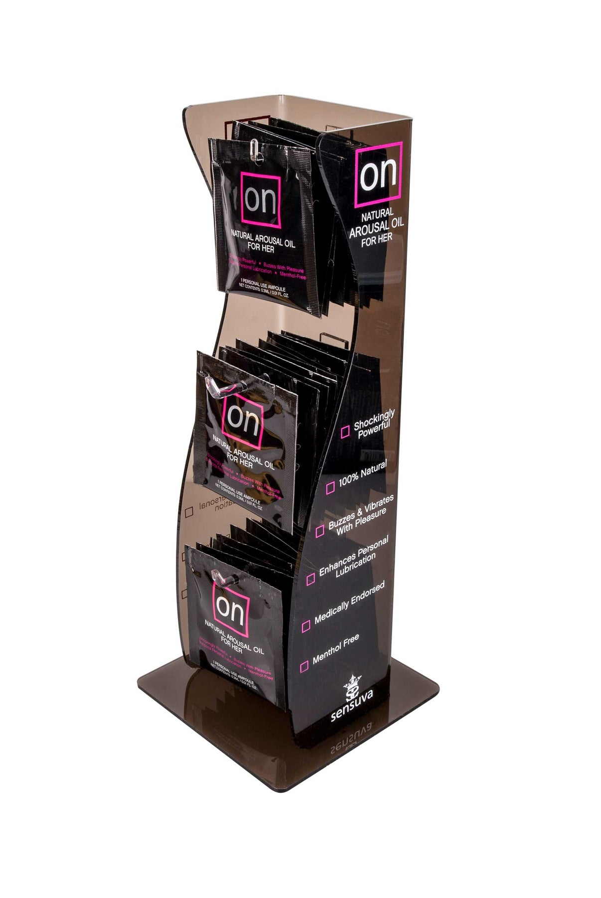 On Arousal Oil Original 40 Piece Single Use Ampoule Tower Display - Black | 855559005316 | Discreet Personal Wellness
