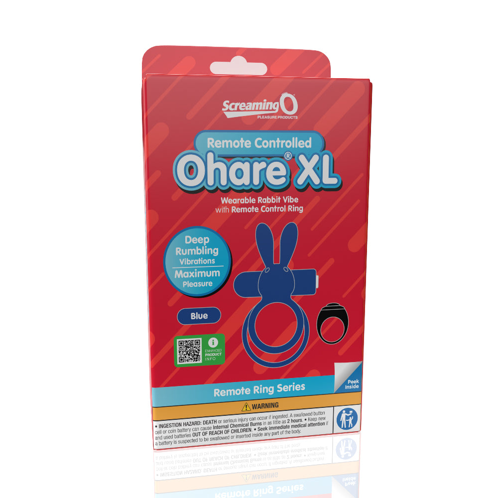 Screaming O Remote Controlled Ohare XL Vibrating Ring - Blue | 817483017209 | Discreet Personal Wellness