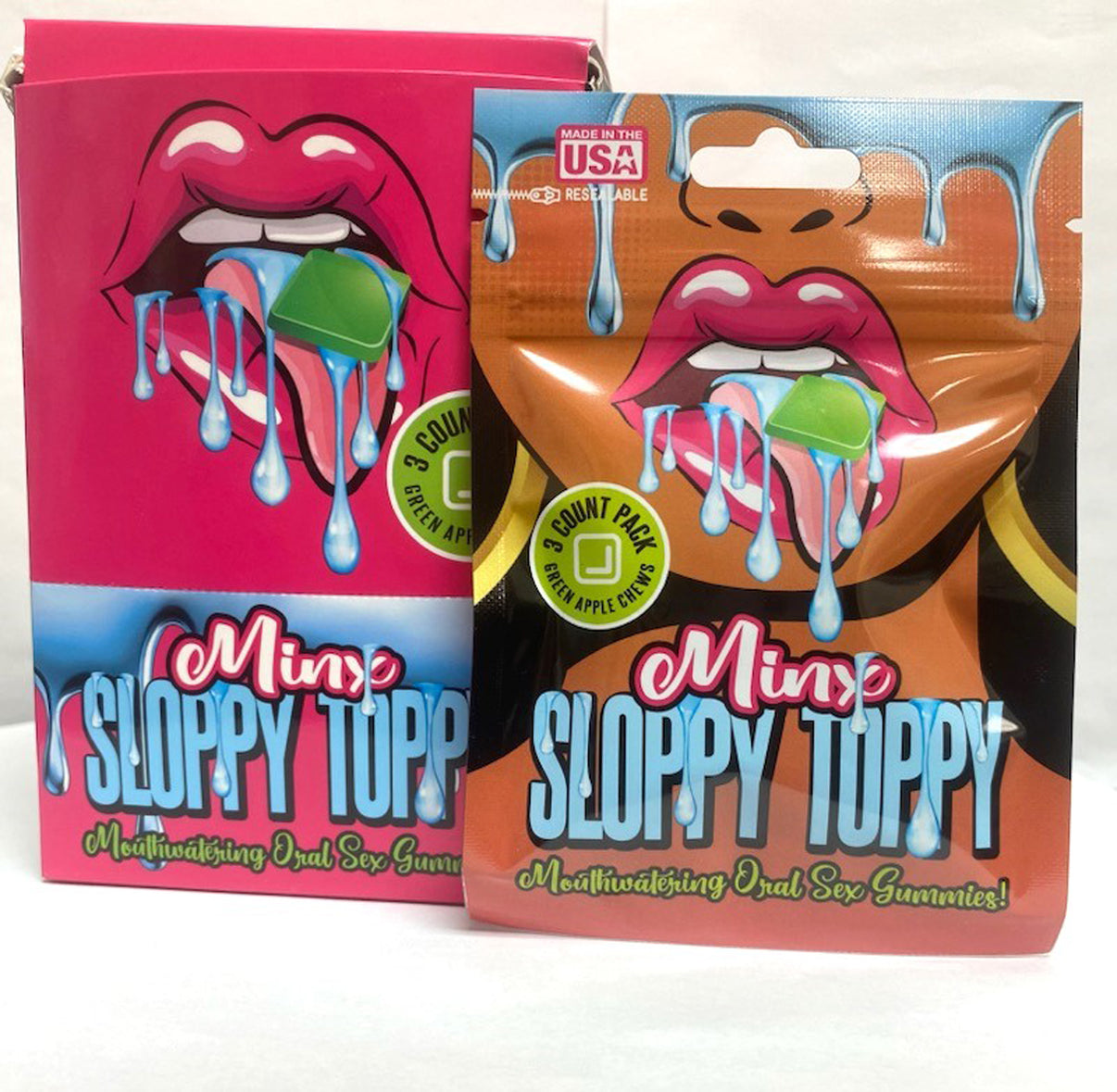 Minx Sloppy Toppy Oral Sex Gummies - 20 Ct Display - Green Apple | 757817782369 | Discreet Personal Wellness