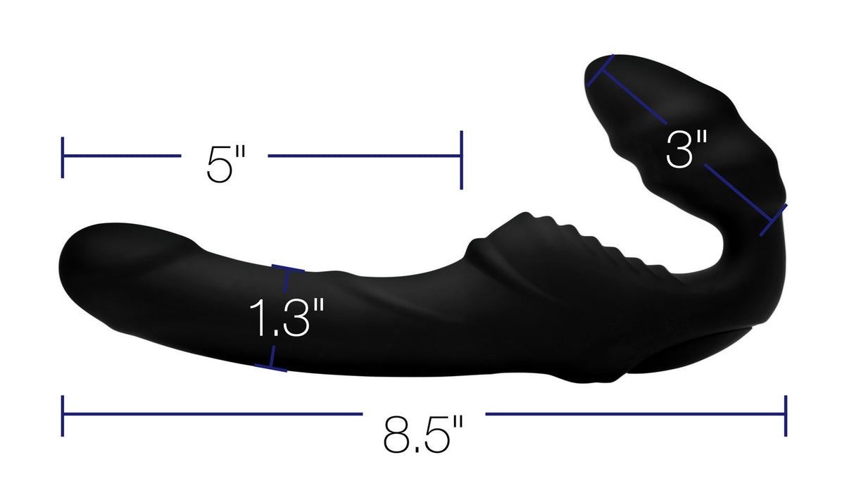Pro Rider 9x Vibrating Silicone Strapless Strap on With Remote Control | 848518031754 | Discreet Personal Wellness