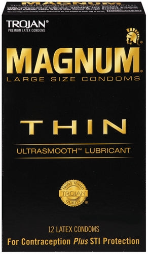 Trojan Magnum Thin - 12 Pack | 022600646143 | Discreet Personal Wellness