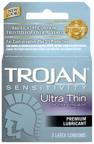 Trojan Sensitivity Ultra Thin Lubricated Condoms - 3 Pack | 022600926207 | Discreet Personal Wellness