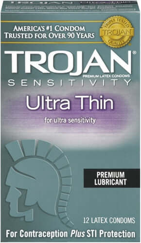 Trojan Sensitivity Ultra Thin Lubricated Condoms - 12 Pack | 022600926429 | Discreet Personal Wellness