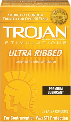 Trojan Stimulations Ulta Ribbed - 12 Pack | 022600947523 | Discreet Personal Wellness