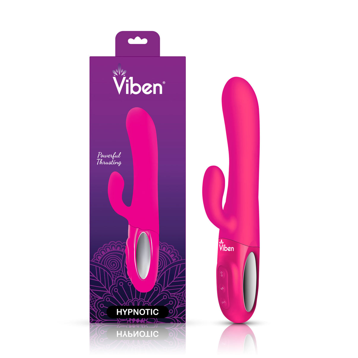 Hypnotic - Hot Pink - Thrusting Rabbit with Swinging Clitoral Stimulator | 850018691109 | Discreet Personal Wellness