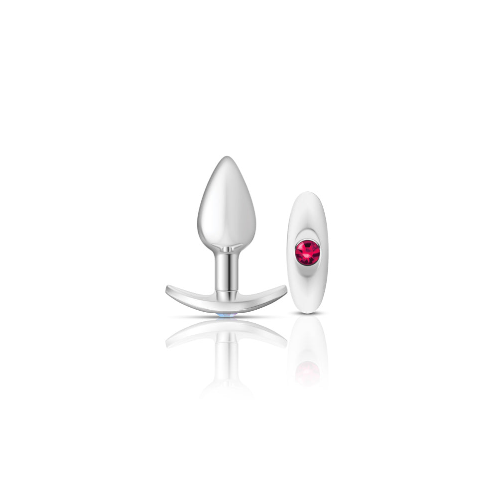 Cheeky Charms-Silver Metal Butt Plug Kit -Clear/bright Pink | 850018691406 | Discreet Personal Wellness