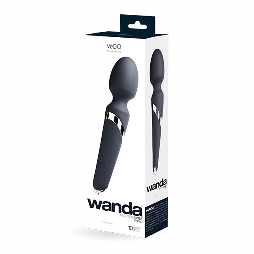 Wanda Rechargeable Wand - Just Black | 789185756949 | Discreet Personal Wellness