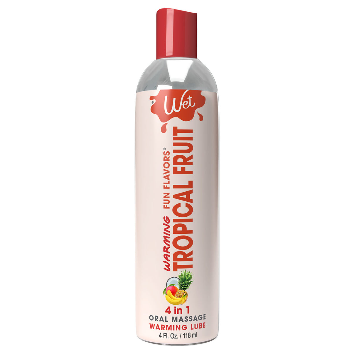 Wet Warming Fun Flavors - Tropical Fruit - 4 in 1 Lubricant 4 Oz | 716222204330 | Discreet Personal Wellness